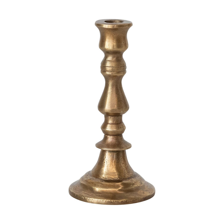 Cast Aluminum Taper Holder, Antique Brass Finish (Holds 1/2