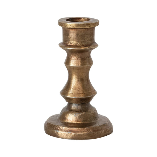 Cast Aluminum Taper Holder, Antique Brass Finish (Holds 1/2
