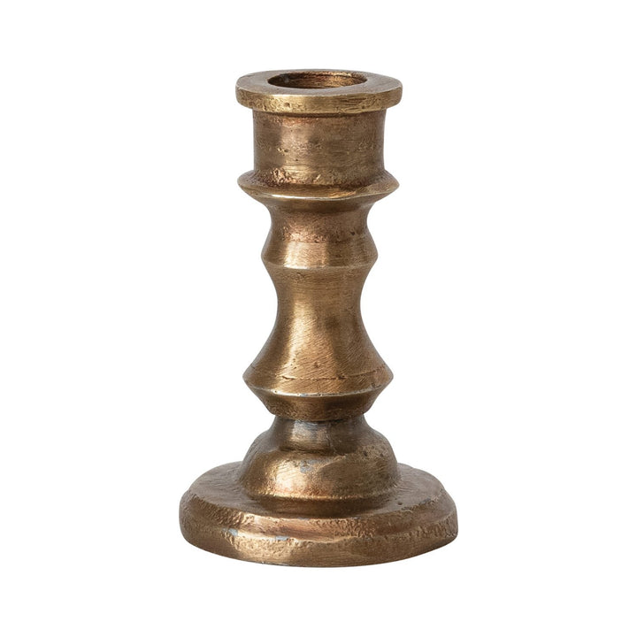 Cast Aluminum Taper Holder, Antique Brass Finish (Holds 1/2