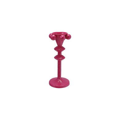 Cast Iron Taper Holder with Balls, Fuchsia Color