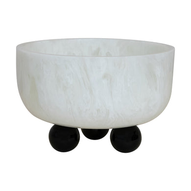 Marbled Resin Bowl w/ Ball Feet, White & Black (Each One Will Vary)