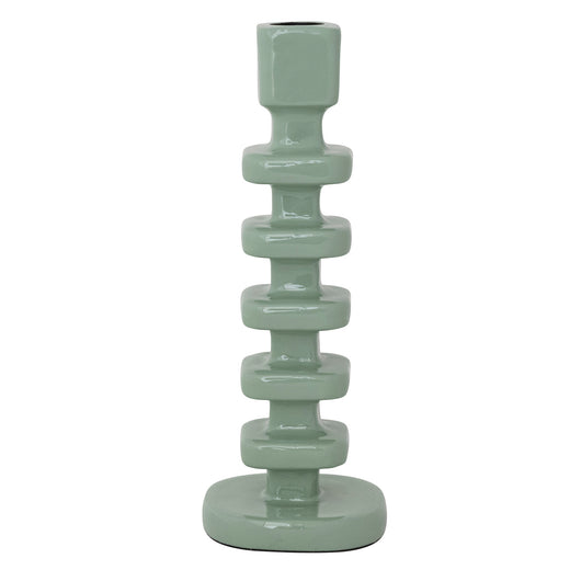 Enameled Aluminum Taper Holder, Eucalyptus Color