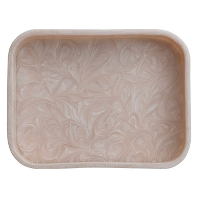 Marbled Resin Tray, Pearlized Finish, Pink (Each One Will Vary)