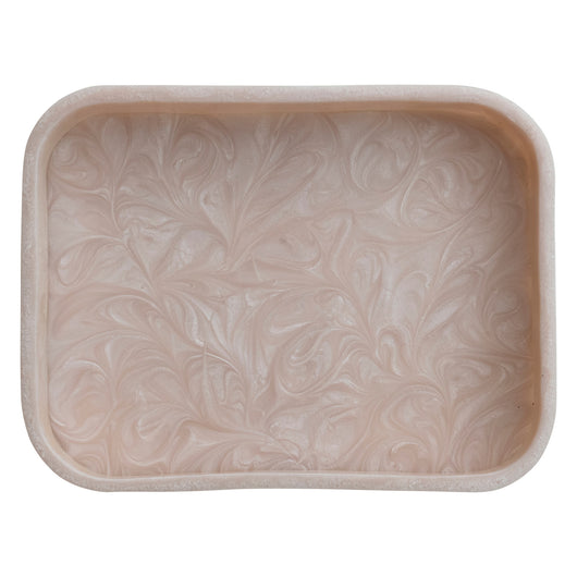 Marbled Resin Tray, Pearlized Finish, Pink (Each One Will Vary)