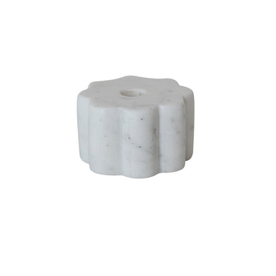 Marble Scalloped Taper Holder, White (Holds 1/2
