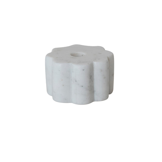 Marble Scalloped Taper Holder, White (Holds 1/2