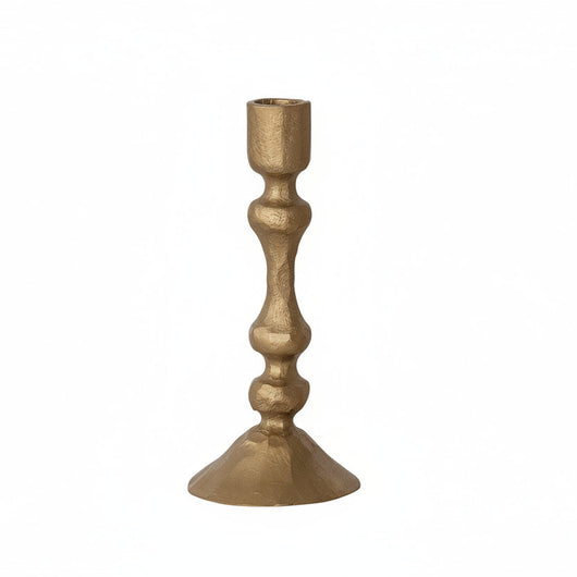 Hand-Forged Metal Taper Holder, Antique Gold Finish, 4 Styles (Holds 1/2