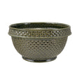 Stoneware Basket Weave Bowl, Green (Each One Will Vary)