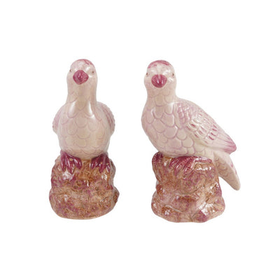 Hand-Painted Stoneware Bird, Pink, 2 Styles (Each One Will Vary)
