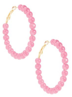 Layla Beaded Hoops | Light Pink