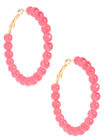 Layla Beaded Hoops | Pink