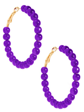 Layla Beaded Hoops | Purple