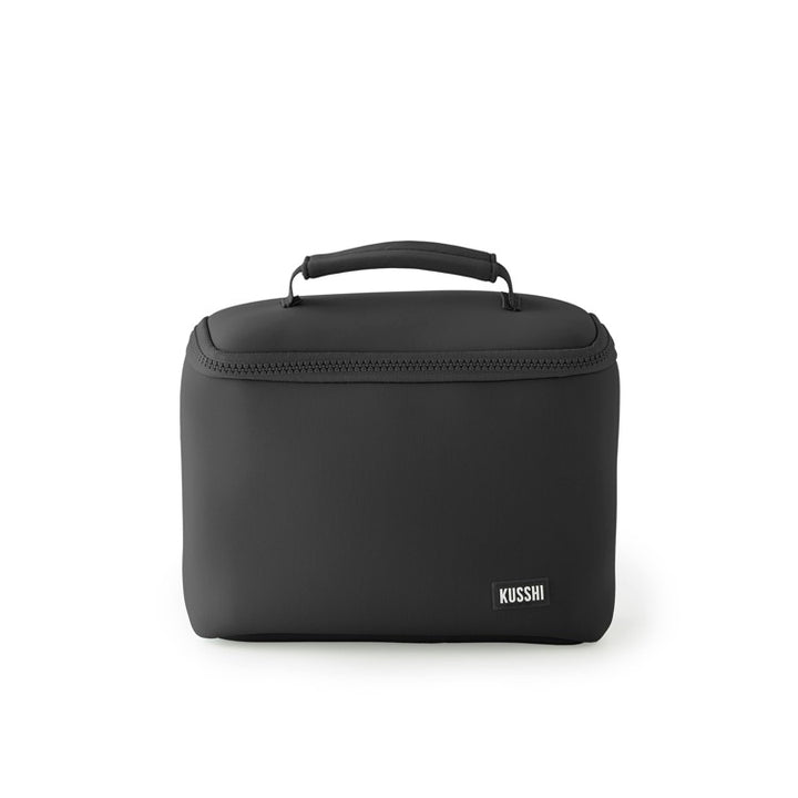 Neoprene Small Train Case | Black + Pink