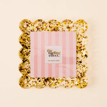 Scalloped Acrylic Frame Square | Confetti Gold