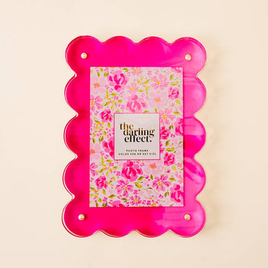 Scalloped Acrylic Frame Rectangle | Hot Pink