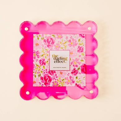 Scalloped Acrylic Frame Square | Hot Pink