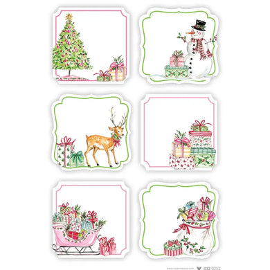 Holiday Gift Stickers • Pink Sleigh