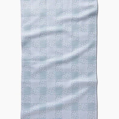 Geometry Kitchen Towel | Mini Flowers and Stripes Check Green