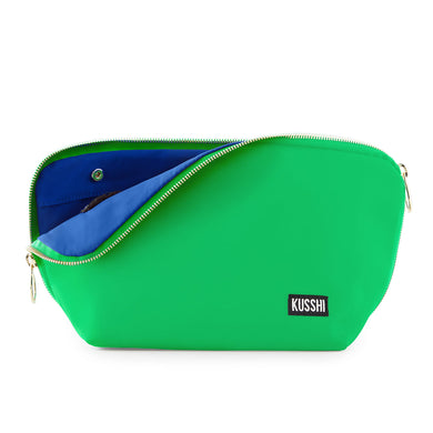 Kusshi Signature Makeup Bag l  Kelly Green + Navy