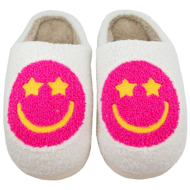 Hot Pink Happy Face Slippers