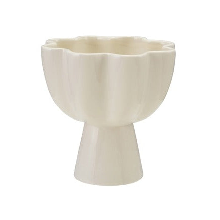 Stoneware Flower Shaped Pedestal Bowl