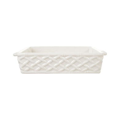 Stoneware Basket Weave Baker W Handles