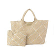 Oversized Woven Tote - Beige Metallic