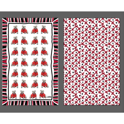 Game Day Bulldog Double Sided Tea Towel