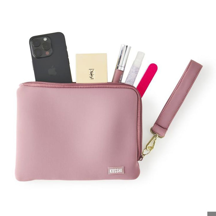 Mauve / Stone Wristlet Pouch