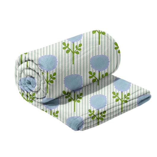 Marigold Ticking Stripe Blue Fleece Blanket