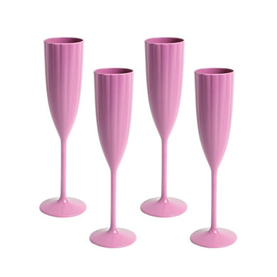 Acrylic Champagne Flutes - Pink (Set of 4)
