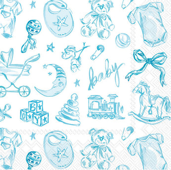 Blue Baby Toile | Cocktail Napkins