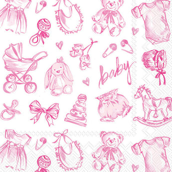 Pink Baby Toile | Cocktail Napkins