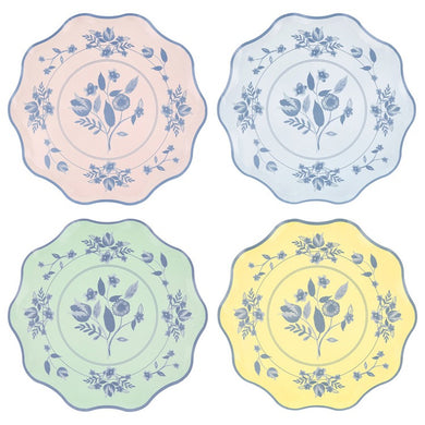 Vintage Botanical Dinner Plates (x 8)