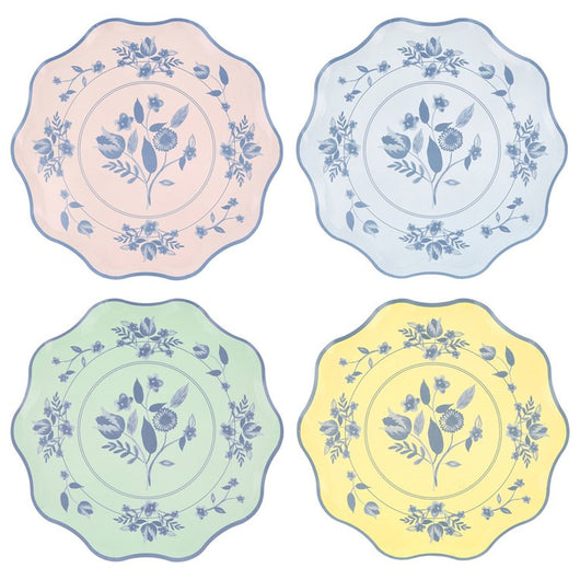 Vintage Botanical Dinner Plates (x 8)