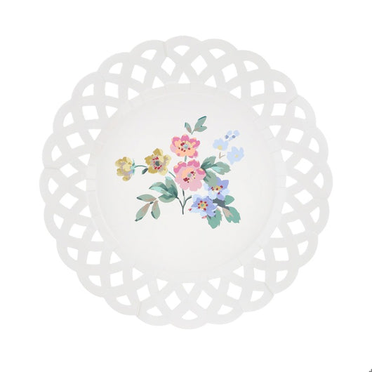 Basketweave Floral Side Plates (x 8)