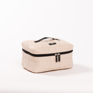 All Aboard Train Case Putty Box Quilted