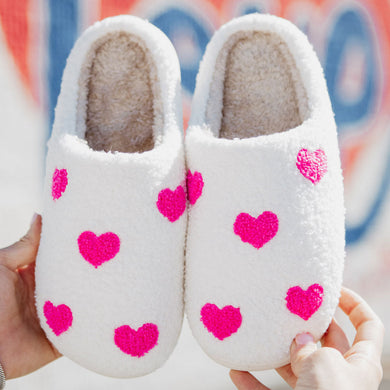 Pink Hearts Slippers