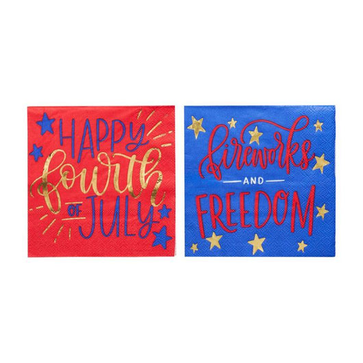 Modern Patriotic Cocktail Napkin Assorted, 20pkg 3ply