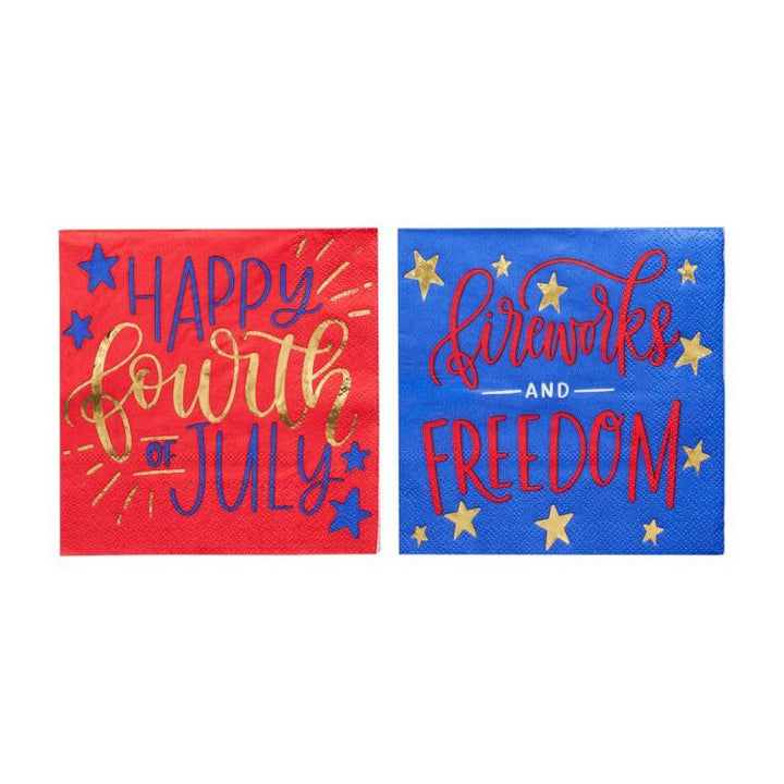 Modern Patriotic Cocktail Napkin Assorted, 20pkg 3ply