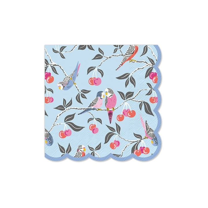 Birds in the Cherry Tree Scalloped Beverage Napkin