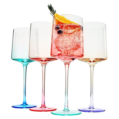 Handblown Colored Two-Toned Crystal Wine Glassware