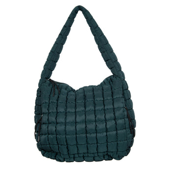 Oversized Quilted Hobo Tote Bag | Forest Green