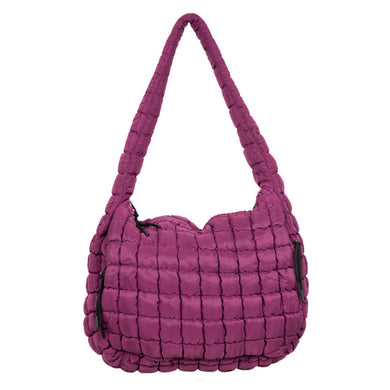 Oversized Quilted Hobo Tote Bag | Plum