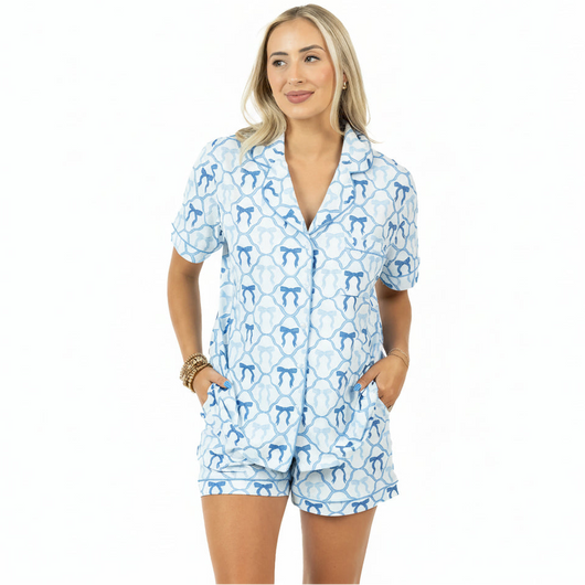 Light Blue Mini Bows Pajamas