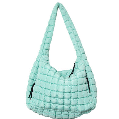 Oversized Quilted Hobo Tote Bag | Mint