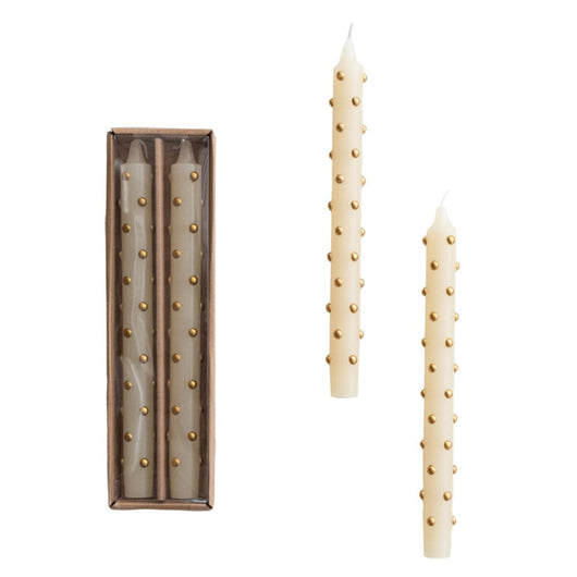 Unscented Taper Candles with 3D Dots in Box, Set of 2