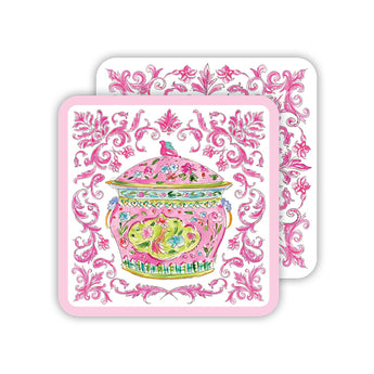Pink Chinoiserie Urn Coasters