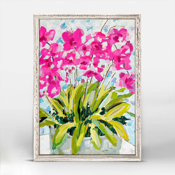 Mini Framed Canvas | Orchids On Blue