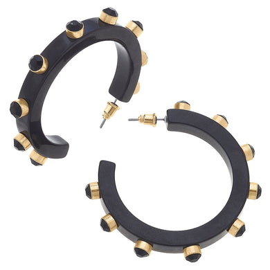 Renee Rhinestone Hoops | Black